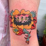 Psychedelic tattoo by Who aka whotattooedyou #who #whotattooedyou #color #traditional #newschool #mashup #psychedelic #surreal #surrealism #cute #fun #happy #illustrative #flower #floral #bettyboop #upperarm #arm
