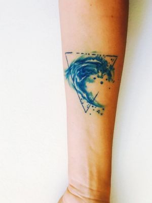 Found on pinterest without an artist. I want this without the triangle and in the shape of a dolphin on my thigh. 