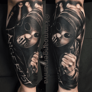 Angerfist portrait and logo