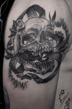 Skull jiu jitsu tattoo #skull #jiujitsu #neotraditional #blackwork #edwardortiztattoo #death #neotraditionaltattoo