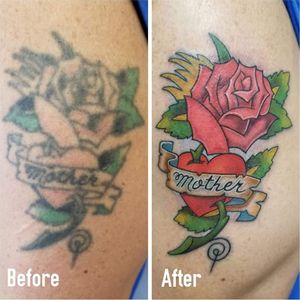 I just gave some life back to an old tattoo from the '70s for my friend Danny Hawk of @normandygym_  thanks Danny for trusting me. Done with #crowncartridges by @kingpintattoosupply #traditionaltattoo #rose #heart #tattoo #tattoos #menwithtattoos #tattooed #instatattoo #tattooart #tattooedmen #besttattoo #thebesttattooartists  #mentattoo #tattooformen #tattoolife #beautifultattoo #lovetattoo #ideatattoo #perfecttattoo #bodyart #ink #inked #miamibeach #miami #besttattooshop