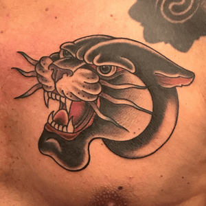 Panther head for Mariano, thanks dude! #tradidionalpantherhead #oldschool #pantherhead #classictattoo