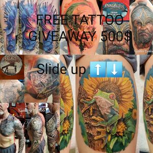 FREE TATTOO GIVEAWAY 500$Free tattoo giveaway!Hello friends and family! I would like to announce a tattoo giveaway contest with a value of $500.  Here's what you must do to enter:1-Like and share this original post2-Give a follow to my FB page Xandro Tattoo3-Follow me on Instagram @xandrotattoo4-Comment "Evil Ink Tattoo", On original post for either Facebook or Instagram5-Subscribe to my YouTube channel Xandro Tattoo https://www.youtube.com/channel/UCqVvdM-Y5gGkAupOPv9UxwQ?view_as=subscriber This contest is open to anyone in the Midland/Odessa area and able to get tattooed at Evil Ink Tattoo Shop! all entries are welcome and the prize is transferablensferable! Contest winner will be announced July 5th. Good luck to everyone!!!!