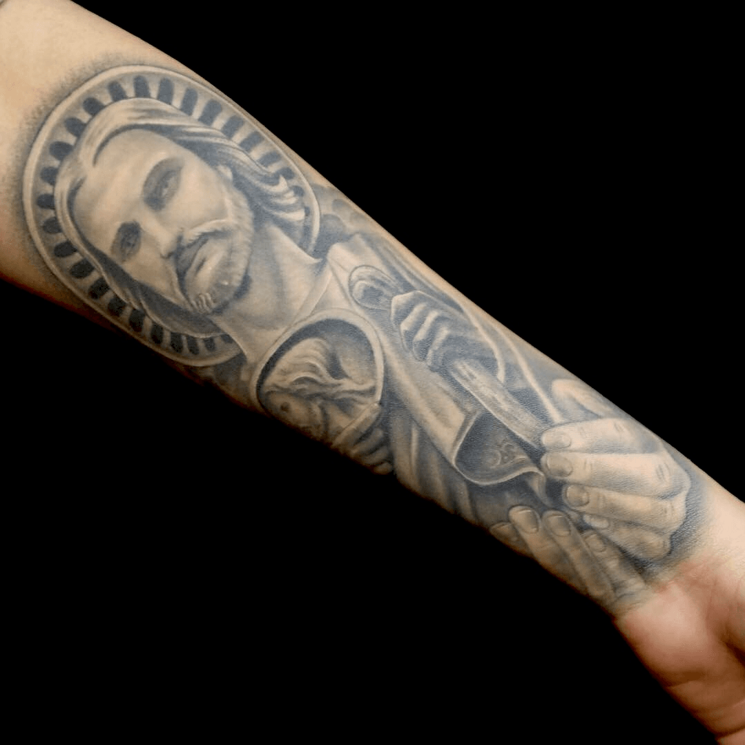 Tattoo uploaded by Art Valencia  Saint jude on fore arm  Tattoodo