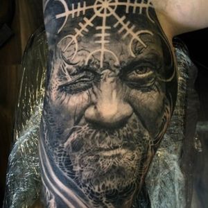 Portrait of Odin, Viking God of War in black and grey realism, London, UK | #blackandgrey #realistic #vikingtattoos