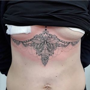 Fineline underboob tattoo