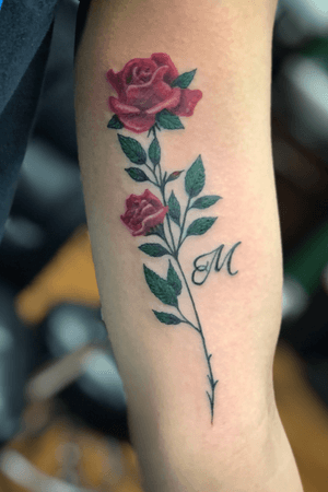 Small color rose in the inside of the arm