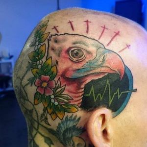 Neotraditional vulture head tattoo