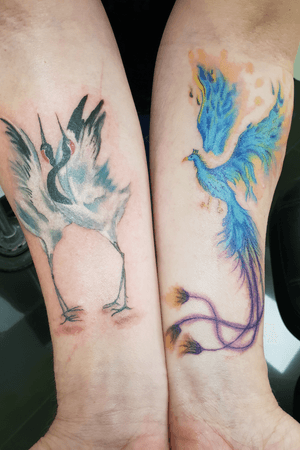 The red headed cranes of the far east. They represent Strength, Fidelity and Longevity. The pheonix represents Renewal and Rebirth. Both of these have very deep meanings for me in my personal life