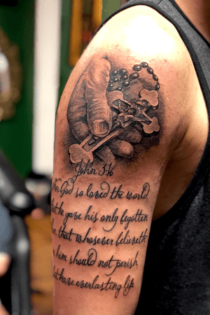 Tattoo uploaded by Joel Bobadilla • Hand with rosary • Tattoodo