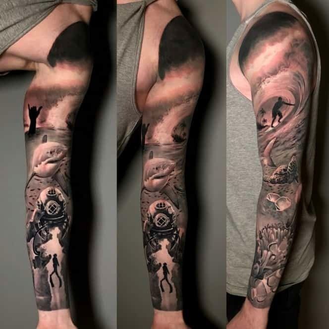 Good progress on this one today 1  Black Ocean Tattoos  Facebook