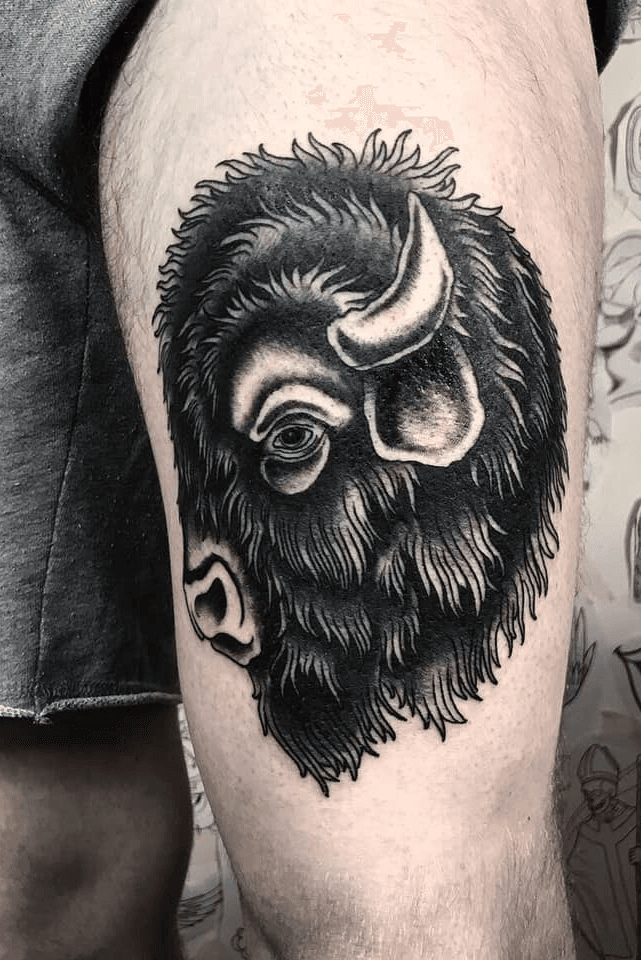 Bison Head Skull Dotwork tattoo by Jan Mràz  Best Tattoo Ideas Gallery
