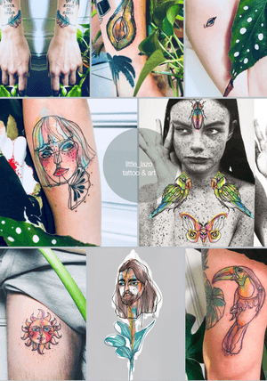 Tropical tattoos, botanical, animals and portraits 