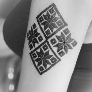 Ukrainian ornamental arm tattoo.#ttt, #patternwork, #blackworktattoo , #armtattoos 