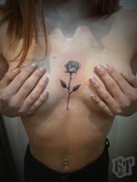 Done by Gorillla Tattoo #rose #simple #linework #dotwork #blackandgrey #sternum #flower