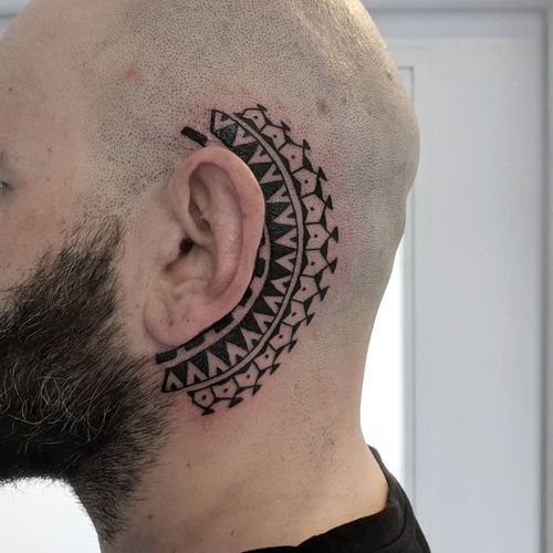 Tattoo Uploaded By Shaun Bonanos Little Ear Piece Polynesian Marquesan Headtattoo Tribal Tattoodo