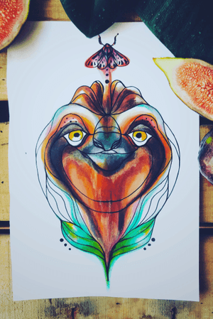 Drawing slot and moth tropical animals tattoo design