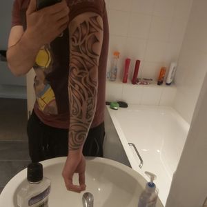 Its taking a while but my tribal sleeve is getting there 