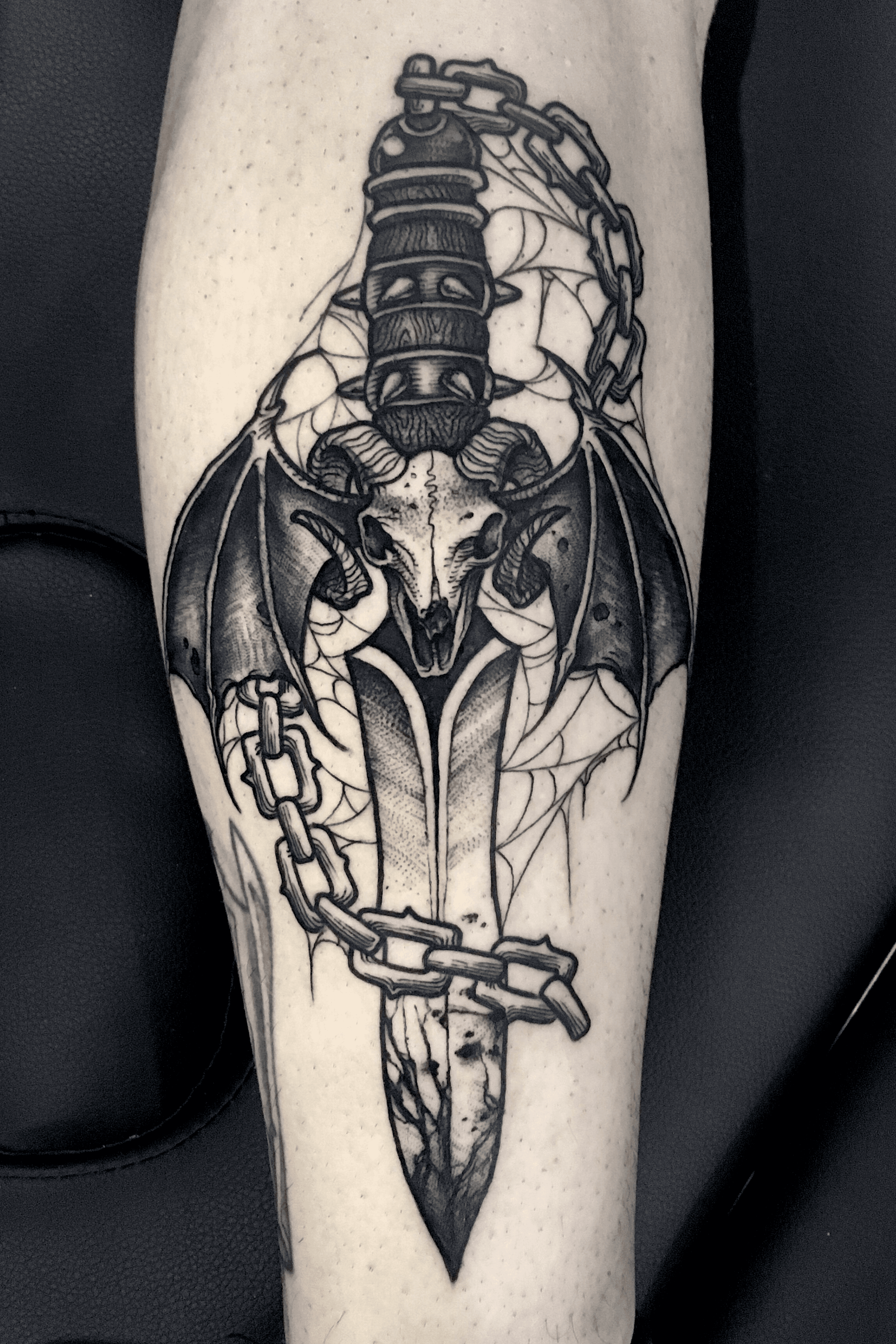 Tattoo of Skulls Wings Bats