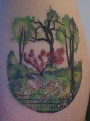 A watercolour of a photo I took in Central Park, New York. Completed by Gillian at Aughras Eye Tattoo Studio, Glasgow, Scotland #newyork #centralpark #watercolour 