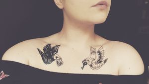 #birds #life #death #heart #love #tattoo #collarbone #collarbonetattoo  