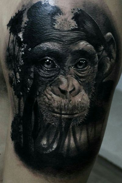 Monkey surreal tattoo black and grey... #OpticalIllusionTattoo #blackandgreytattoo #monkeytattoo #tatuaggiorealistico #tatuaggio #tattooart #tattooblackandgrey #ink #inked #inked4life #art #arte 