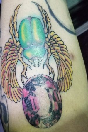 Healed 1st session photo of a realistic gem scarab I'm working on.