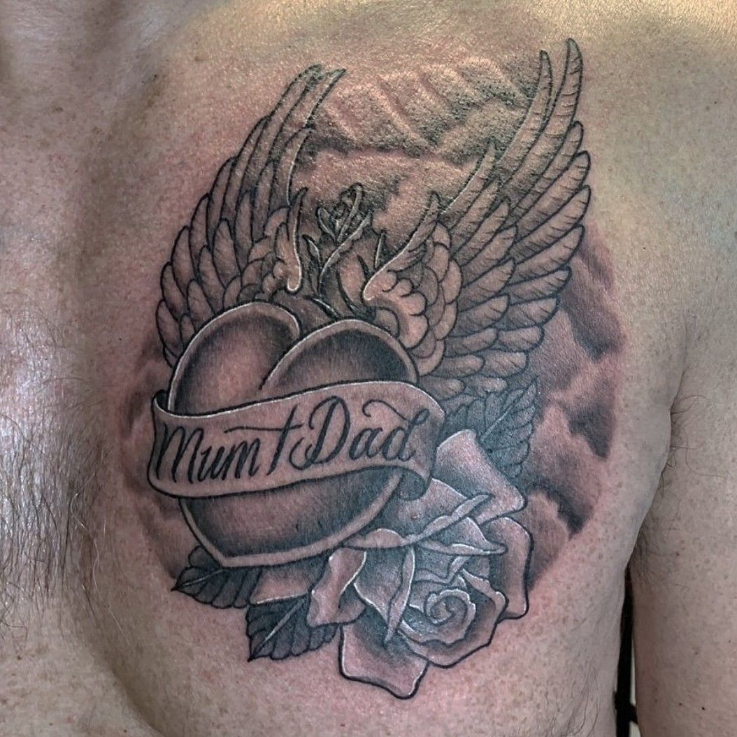 Rip Tattoos Dad Hearts With Wings And Roses