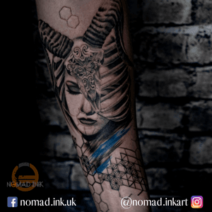 A first tattoo for my client, now part of a pretty epic sleeve. Realism and geometric elements seem to becoming a bit of a feature!