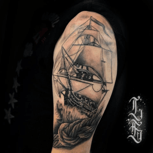 Done by Lex van der Burg@swallowink @balmtattoo #tat #tatt #tattoo #tattoos #tattooart #tattooartist #arm #armtattoo #ship #shiptattoo #blackandgrey #blackaldgreytattoo #realism #realismtattoo #boat #boattattoo #inkee #inkedup #inklife #inklovers #art #bergenopzoom #netherlands