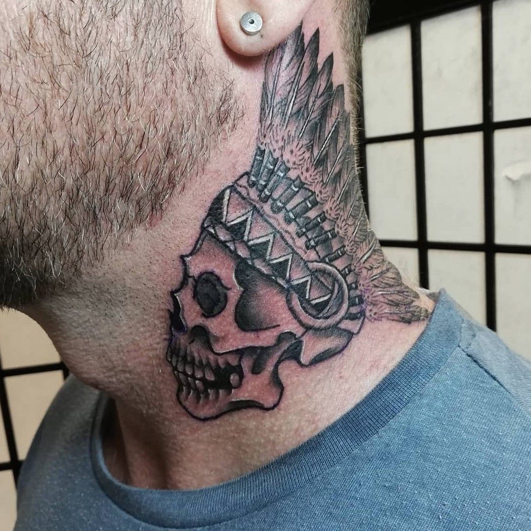 103 Impressive Skull Tattoos On Neck  Tattoo Designs  TattoosBagcom