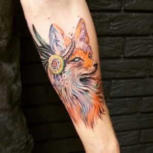 Colourful fox for Ruslan (sketch from I-net) and couple photos and videos of the process.Welcome to the tattooed family.▪#тату #лиса #trigram #tattoo #fox #inkedsense #tattooist #кольщик