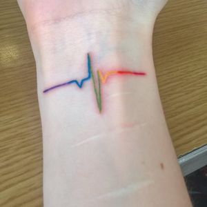 Rainbow tattoo by unknown tattoo artist #rainbowtattoo #queertattoo #LGBTQIA #LGBT #queer #gay #pride #pridemonth #tattooidea #meaningfultattoo