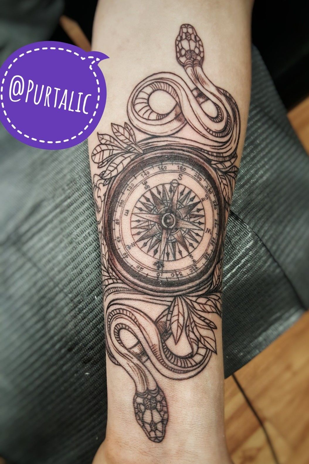 Tattoo uploaded by Purtalic Tamakai Lahncey  Linework snakes and compass   Tattoodo