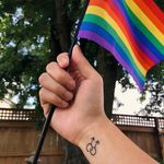 Minimal tattoo from Black Rabbit Tattoo #BlackRabbitTattoo #rainbowtattoo #queertattoo #LGBTQIA #LGBT #queer #gay #pride #pridemonth #tattooidea #meaningfultattoo