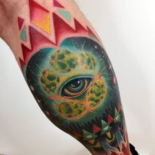 Eye tattoo by Giena Todryk #GienaTodryk # eye tattoos # eye tattoo # eye #color #surrealism #abstract #forms # pattern #weed # 420 #forest # strange #unique #bone #bone