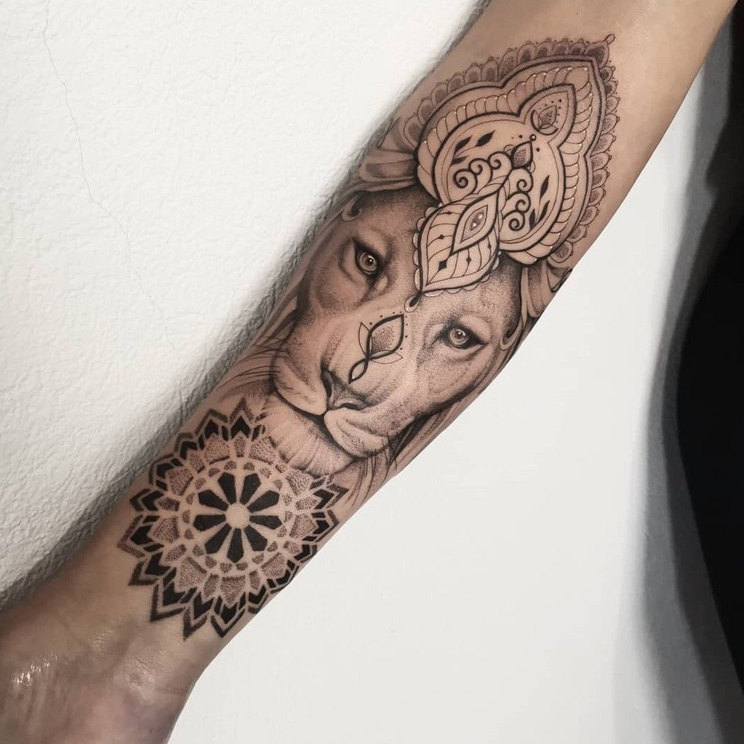 Tattoo uploaded by katie palmer  Lions head with mandala  Tattoodo