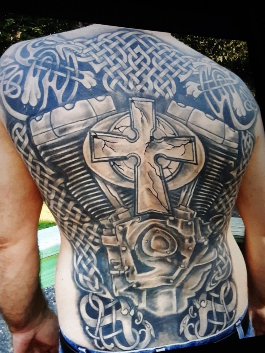 Tattoo uploaded by Black Kraken Tattoo Florida  Celtic and Harley Motor   Tattoodo