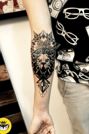 Geometric lion tattoo / lord narshima tattoo