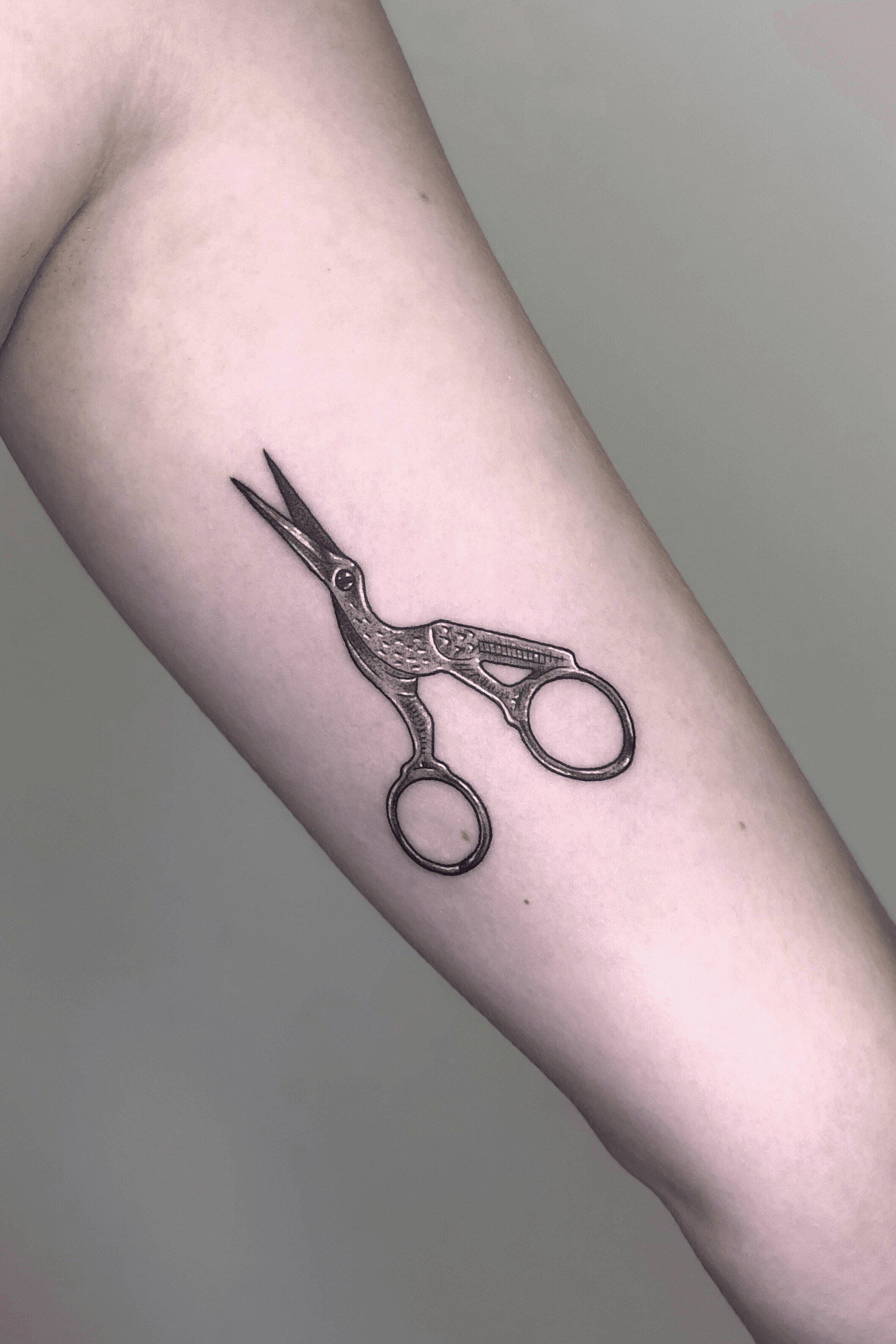 I got a tattoo of cranestork scissors today to celebrate my love of  embroidery  rEmbroidery