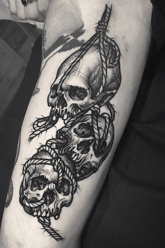 Tattoo uploaded by Betty  Skulls and ropes skull skulls blackwork  dark ritual horror  Tattoodo