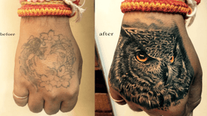 Realistic owl tattoo 