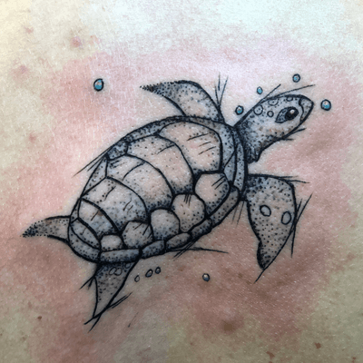 Turtle trouble. #turtle #sketch #stickandpoke #stippling #seacreature #seaturtle #renotattoo #girlswithtattoos 