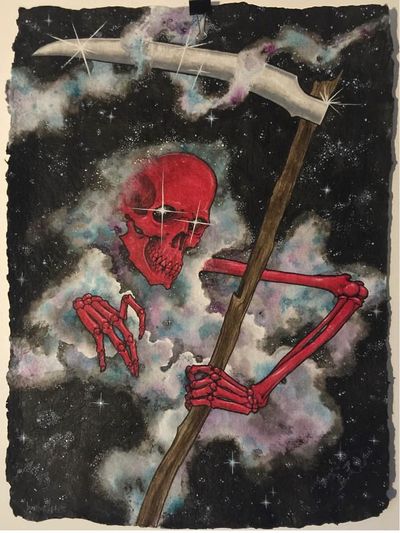 Reaper print by Justin Weatherholtz #JustinWeatherholtz #SanDiegoTattooInvitational #BillCanales #SanDiego #tattooconvention #tattooevent #California #reaper #print #flash #galaxy