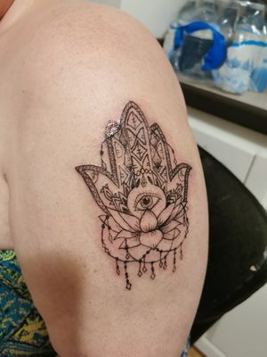 Hamsa lotus tattoo done for a friend 