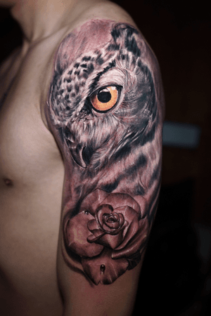 #owlandrose #tattoo #byme @saneltattoos 