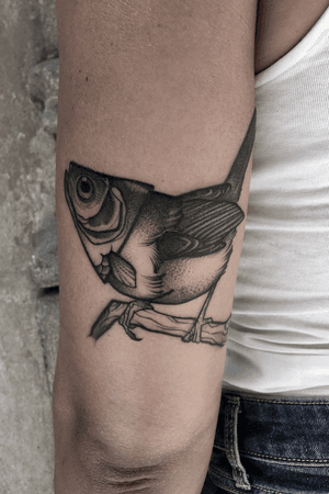 Tatto realizado en #barcelona #tattoo #ink #inked #blackwork #fish #bird