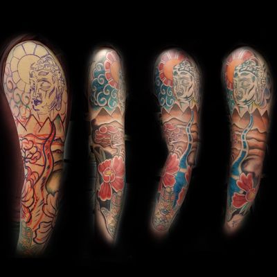 #freehand#buddha#harmony#color#colorwork#neotraditional#flora#traditionaltattoo