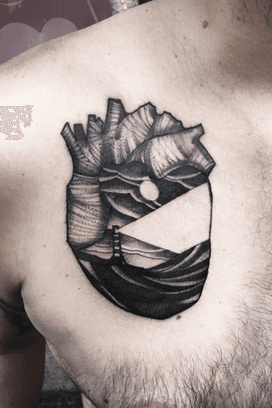 #tattoo #ink #inked #blackwork #heart #sea #love
