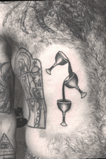 3 of cups #tarot #black #cup #wine #beer #medieval #shading #outline #blackwork #traditional 